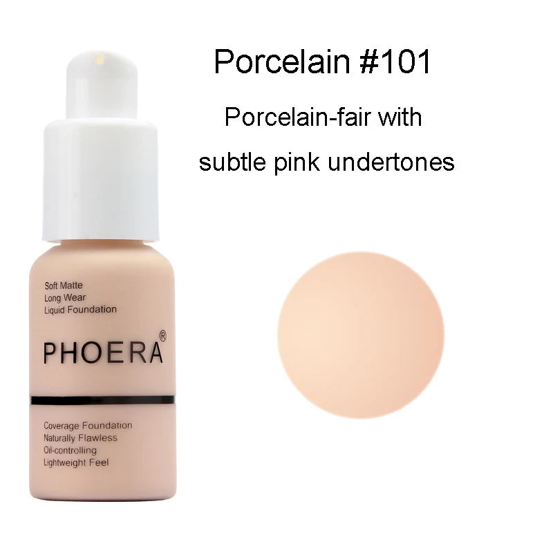 PHOERA  Foundation Makeup 10 Colors Liquid Matte Moisturizer 30ml