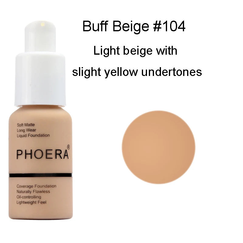 PHOERA  Foundation Makeup 10 Colors Liquid Matte Moisturizer 30ml