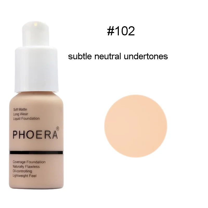 PHOERA  Foundation Makeup 10 Colors Liquid Matte Moisturizer 30ml