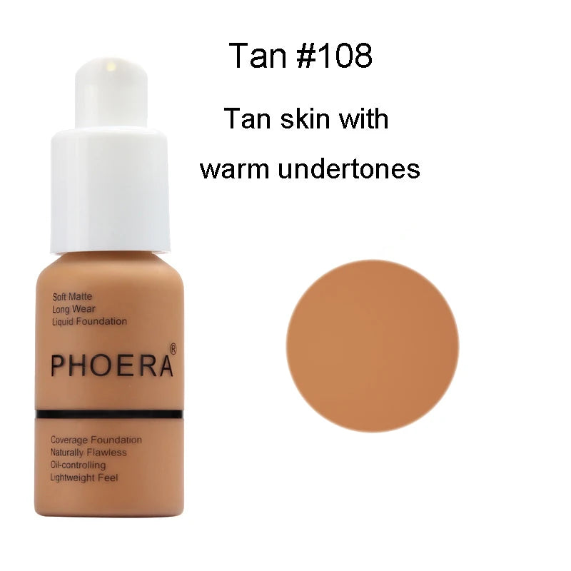 PHOERA  Foundation Makeup 10 Colors Liquid Matte Moisturizer 30ml