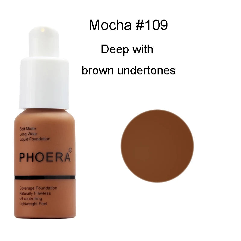 PHOERA  Foundation Makeup 10 Colors Liquid Matte Moisturizer 30ml