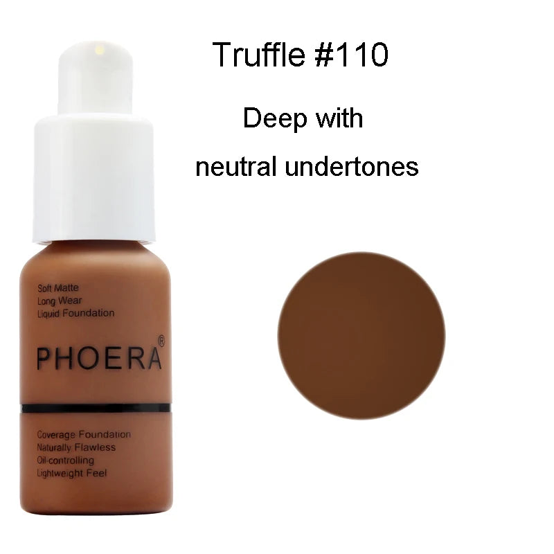 PHOERA  Foundation Makeup 10 Colors Liquid Matte Moisturizer 30ml