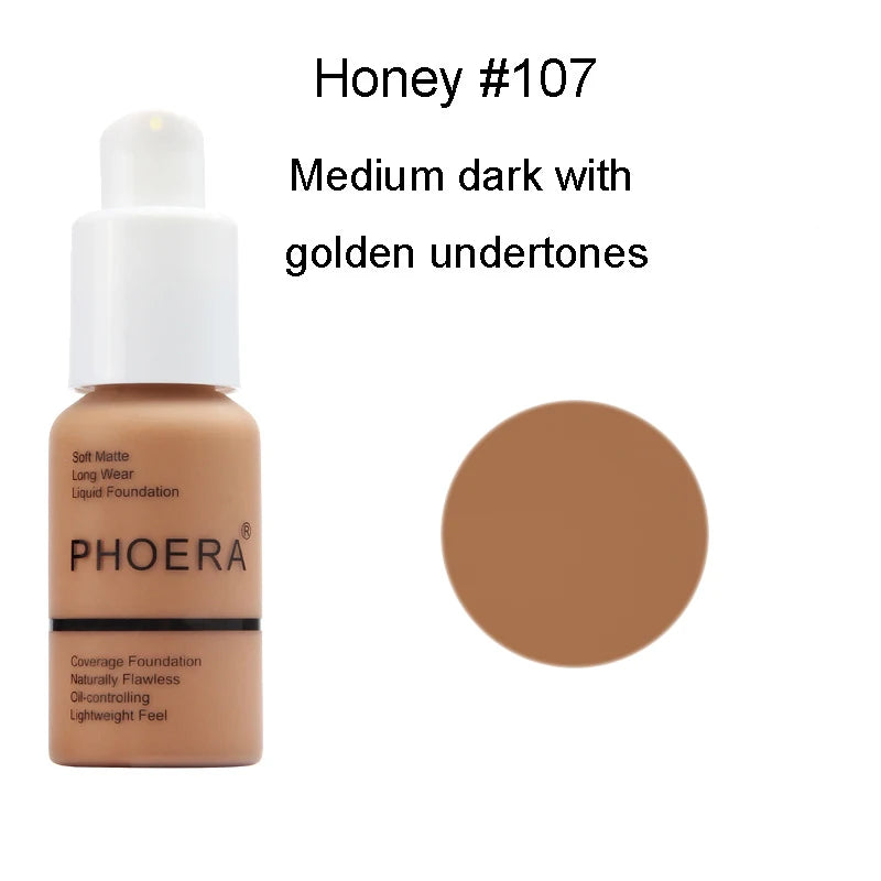 PHOERA  Foundation Makeup 10 Colors Liquid Matte Moisturizer 30ml