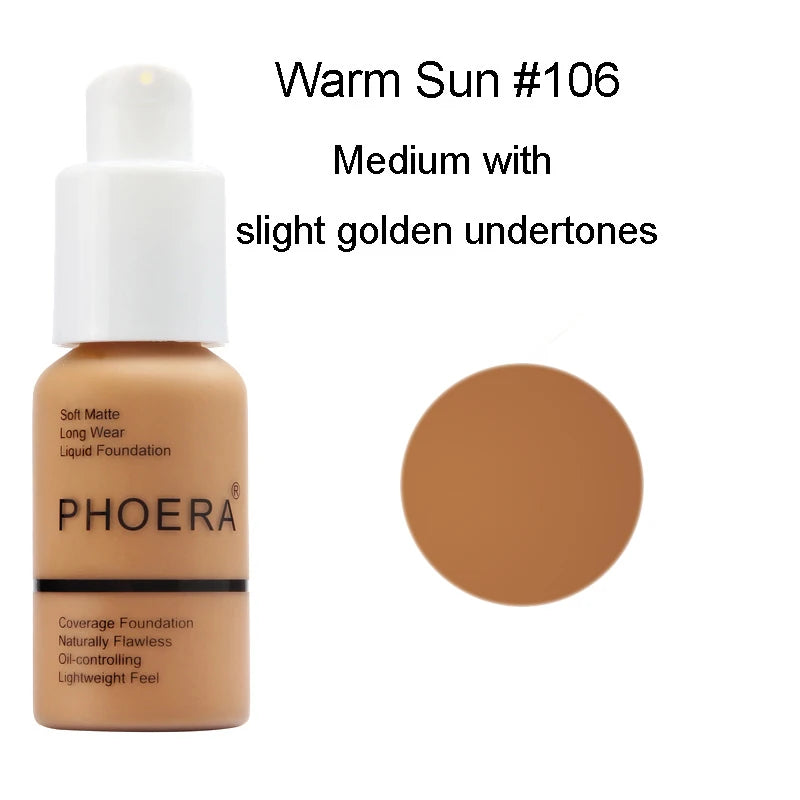 PHOERA  Foundation Makeup 10 Colors Liquid Matte Moisturizer 30ml