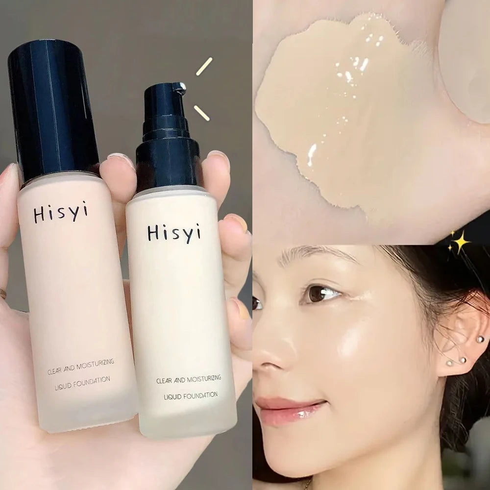 HISYI Liquid foundation naturally covers flaws without sticking powder.