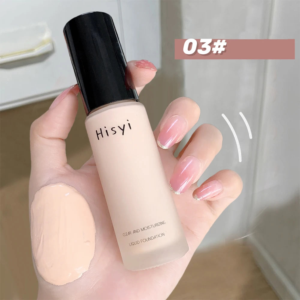 HISYI Liquid foundation naturally covers flaws without sticking powder.