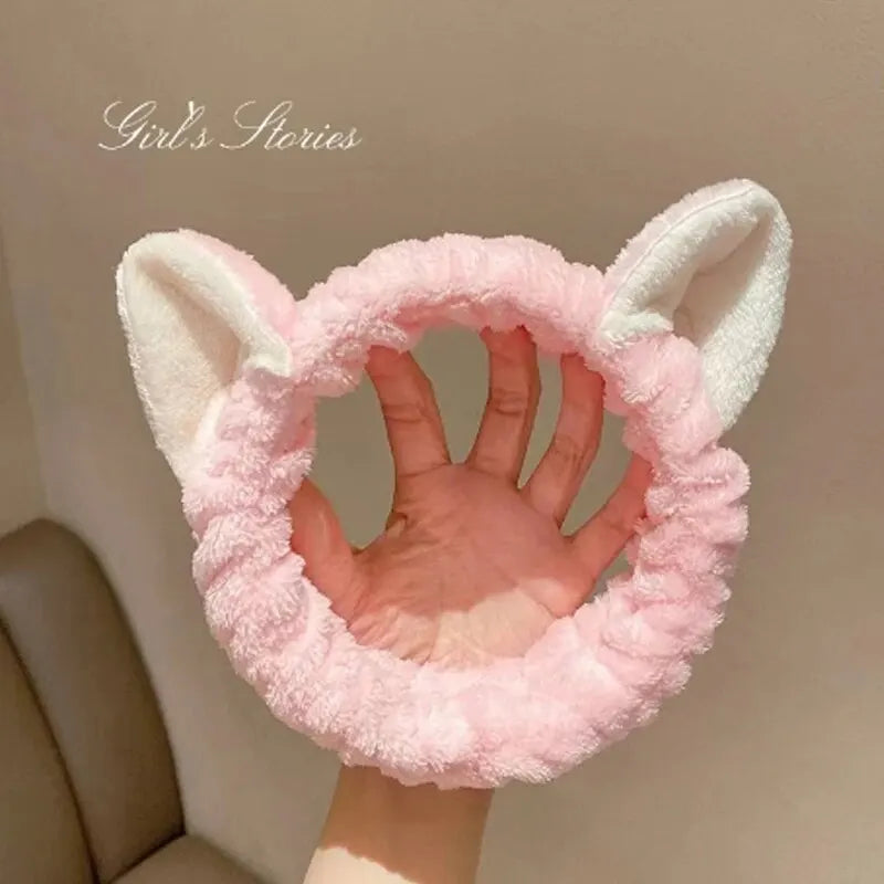 Hairband Cat Coral Plush Headband Cute Soft Hair Bow