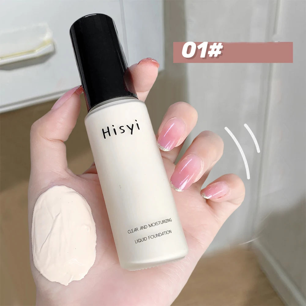 HISYI Liquid foundation naturally covers flaws without sticking powder.