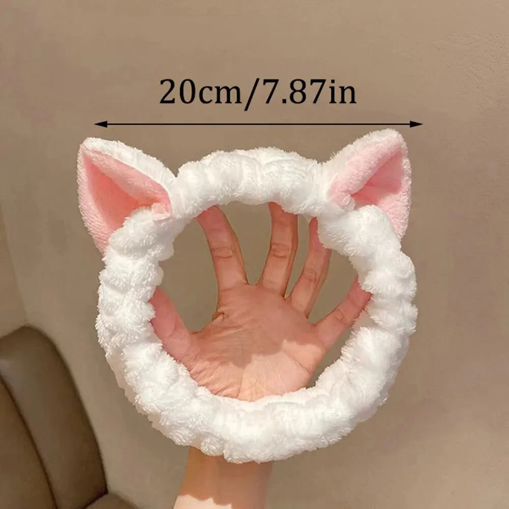 Hairband Cat Coral Plush Headband Cute Soft Hair Bow