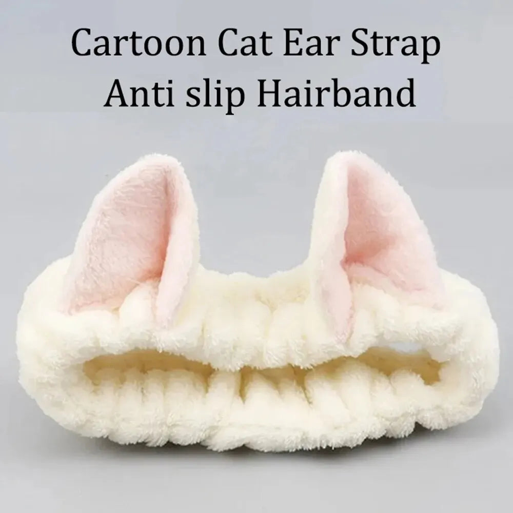 Hairband Cat Coral Plush Headband Cute Soft Hair Bow