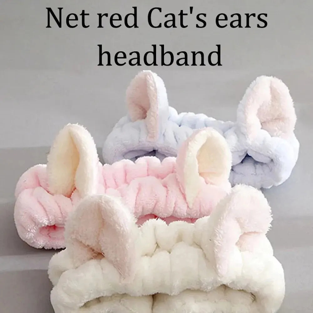 Hairband Cat Coral Plush Headband Cute Soft Hair Bow