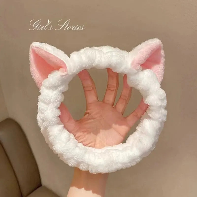 Hairband Cat Coral Plush Headband Cute Soft Hair Bow