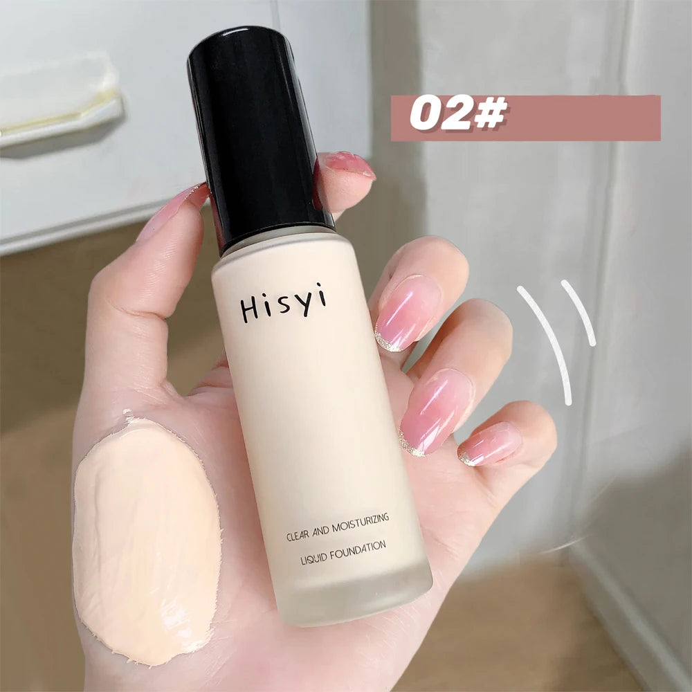 HISYI Liquid foundation naturally covers flaws without sticking powder.